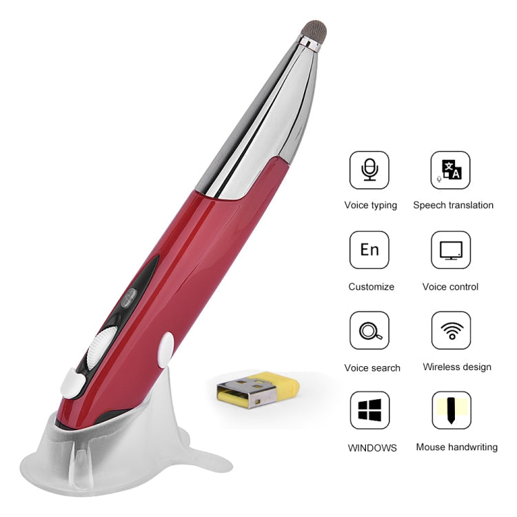 PR-06S 4-keys Smart Wireless Optical Mouse with Stylus Pen and Voice Operation Support (Red)