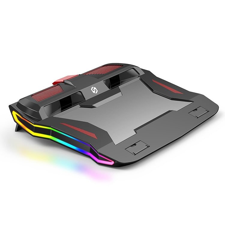 Dual-fan Laptop Radiator with Rainbow Lights and Adjustable Height for Laptops Under 18 inches