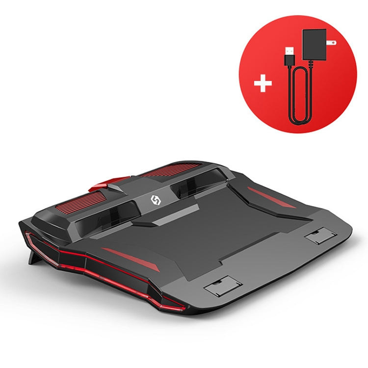 Dual-Fan Laptop Radiator with Adjustable Height and Red Light - US Plug
