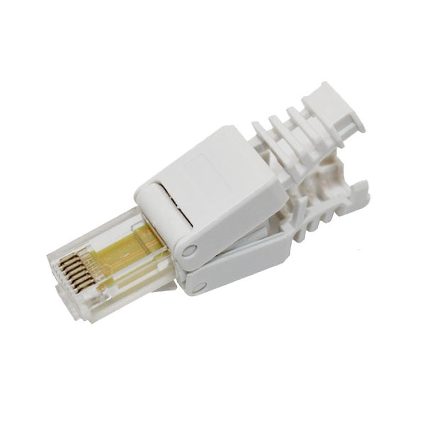 Tool-Free Crimping RJ-45 Connector Modular Plug, Short Version Cat5e with Full Copper-Plated Terminals