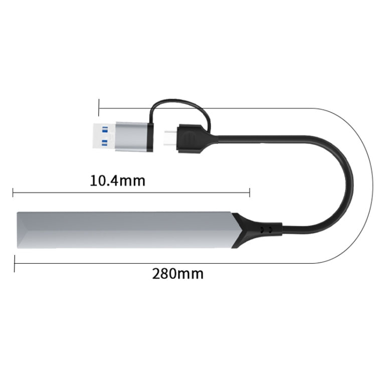 V252B 4 in 1 USB Docking Station HUB Adapter with USB-C/Type-C