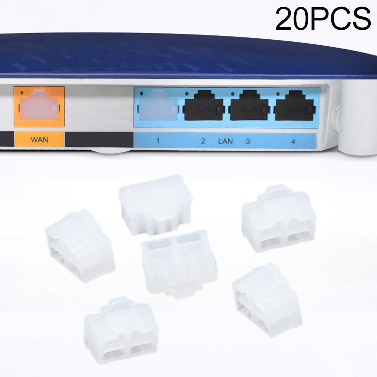 20-Piece Transparent Silicone Anti-Dust Plugs for RJ45 Port