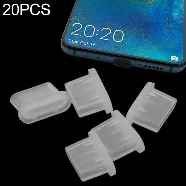20-Piece Set of Transparent Silicone Anti-Dust Plugs for USB-C / Type-C Ports