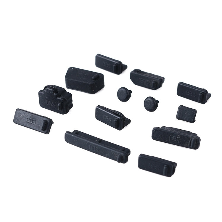 Universal Silicone Anti-Dust Plugs Set for Laptops - 13 in 1 (Black)