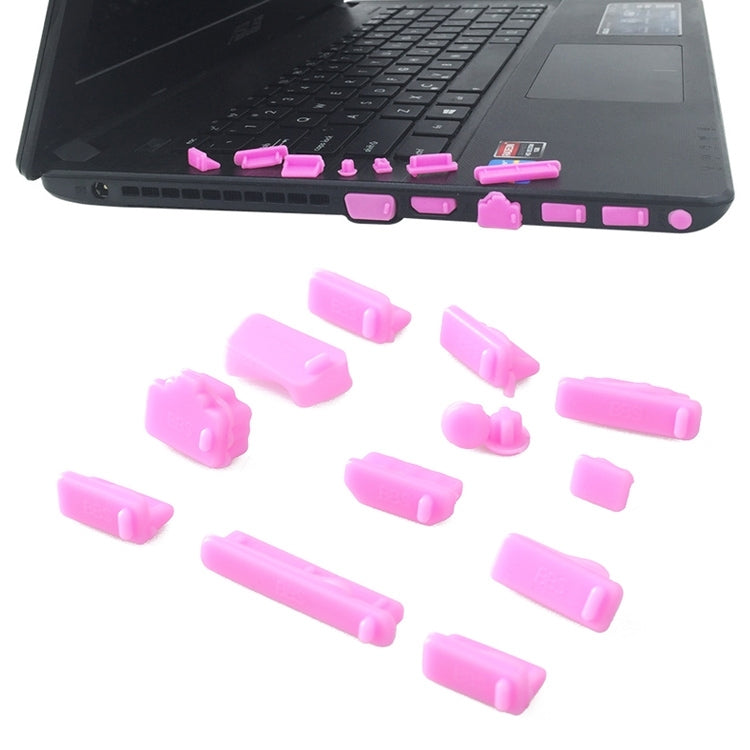 13 in 1 Universal Silicone Anti-Dust Plugs for Laptops - Pink