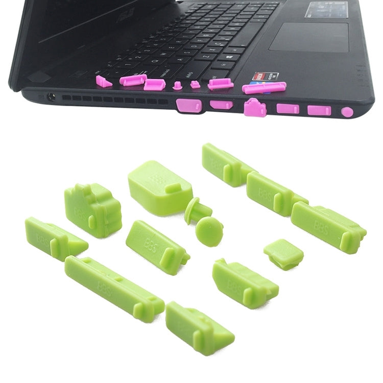 Flexible 13 in 1 Universal Silicone Anti-Dust Plugs for Laptops (Green)