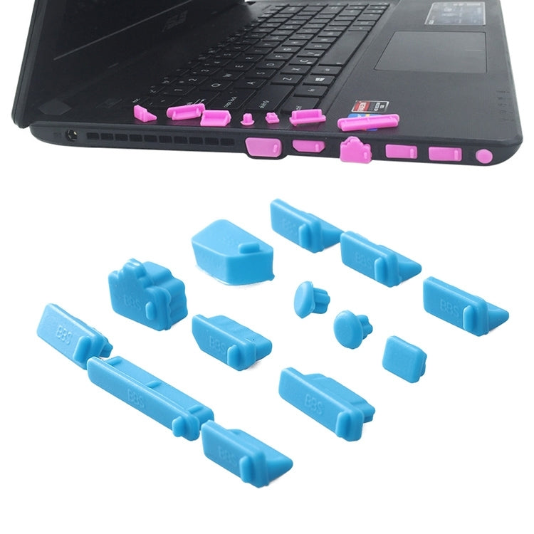 13 in 1 Universal Silicone Anti-Dust Plugs for Laptops in Blue