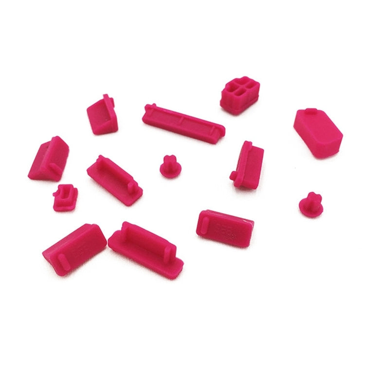 Silicone Anti-Dust Plugs for Laptops - 13 in 1 (Rose Red)