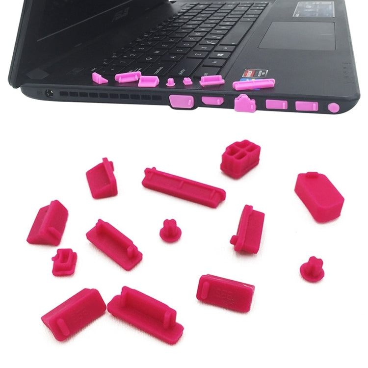 Silicone Anti-Dust Plugs for Laptops - 13 in 1 (Rose Red)