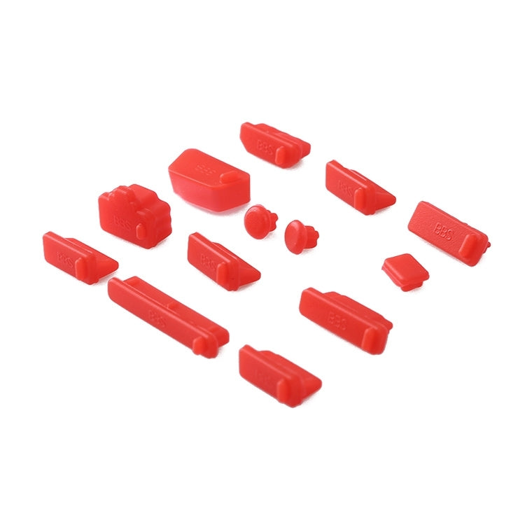 Laptop Silicone Anti-Dust Plugs - 13 in 1 (Red)