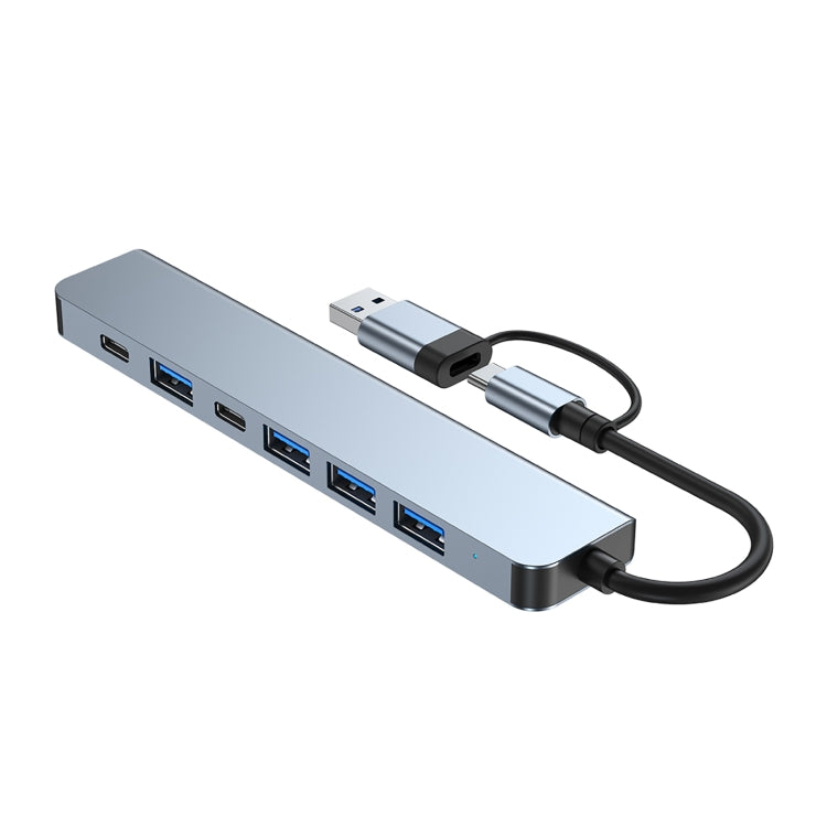 7-in-1 Aluminum USB Hub with USB-C and USB 3.0 Ports