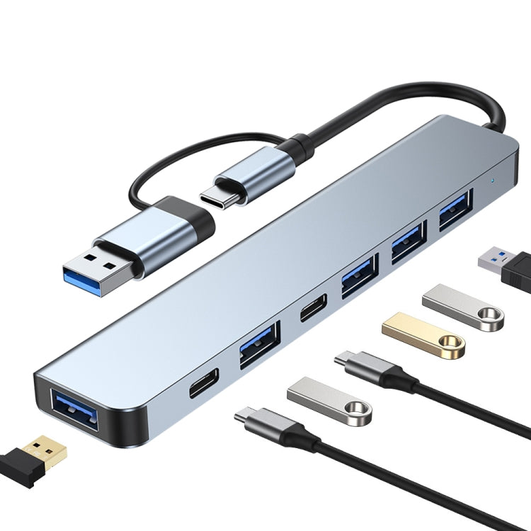 7-in-1 Aluminum USB Hub with USB-C and USB 3.0 Ports