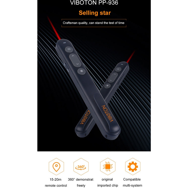 VIBOTON PP936 3R Wireless Presenter with Red Laser Pointer & USB Receiver