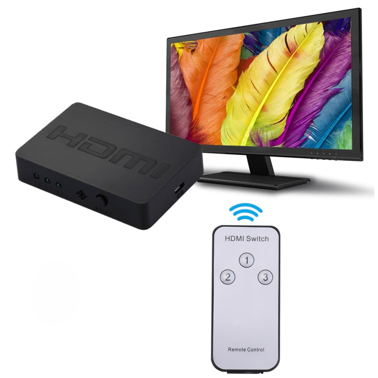 3-Port HDMI Switch with Remote Control - 1080P Output
