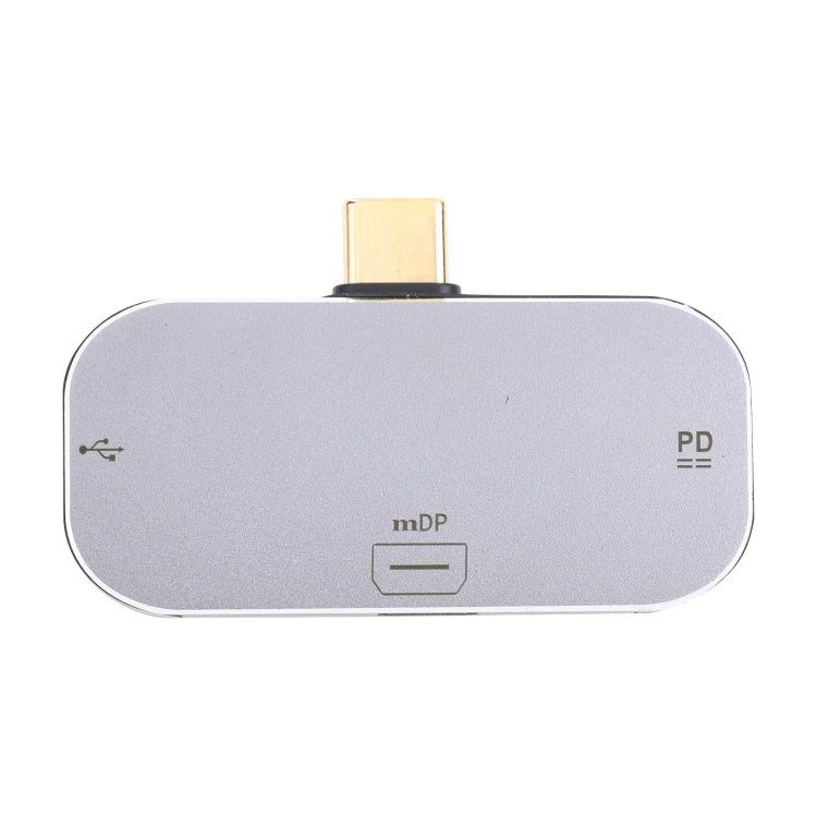 3-in-1 USB-C Male to Dual USB-C + Mini DP Female Adapter