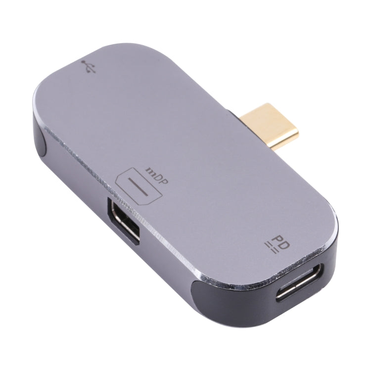 3-in-1 USB-C Male to Dual USB-C + Mini DP Female Adapter