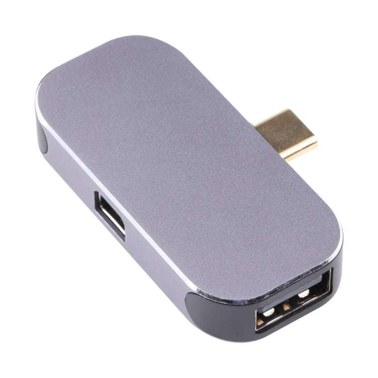 3 in 1 USB-C Male to USB-C Charging + USB + Mini DP Adapter