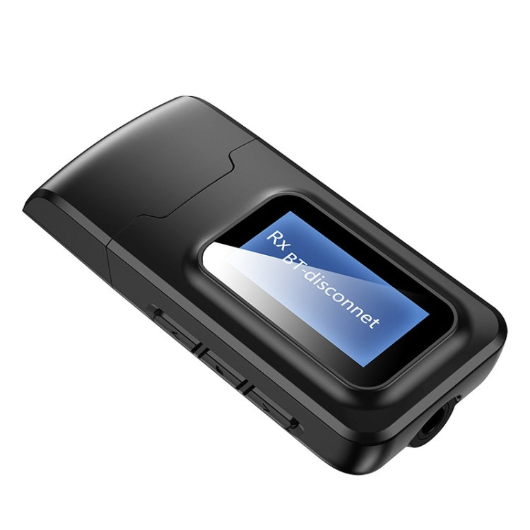 USB Bluetooth 5.0 Transmitter & Receiver Audio Adapter with LCD Screen (Black) - T11B 2 in 1