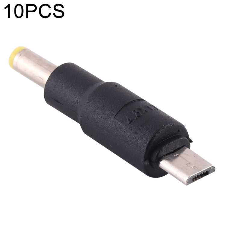 10 Piece Set of 4.8 x 1.7mm to Micro USB DC Power Plug Connectors