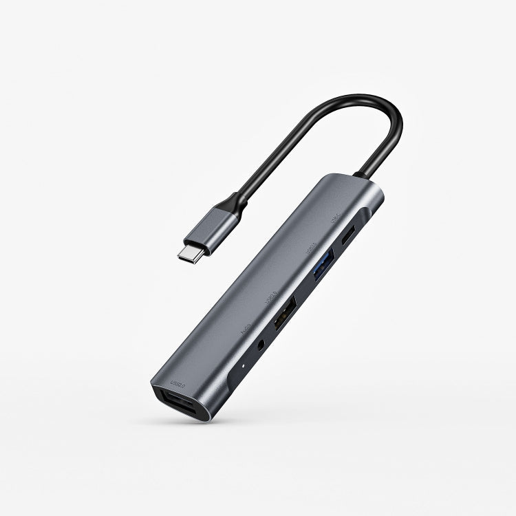 QC521 5 in 1 USB-C HUB Adapter with PD, USB 3.0, Audio Port, and 2xUSB 2.0