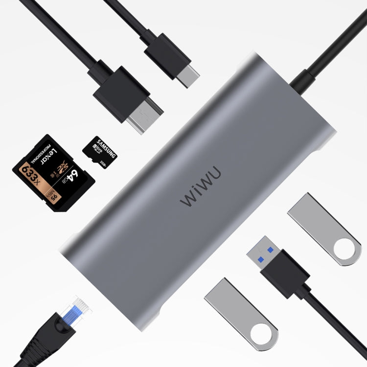 WIWU 831 8 In 1 Type-C / USB-C Multifunctional Extension HUB Adapter with 4K HD Support and High-Speed Data Transfer