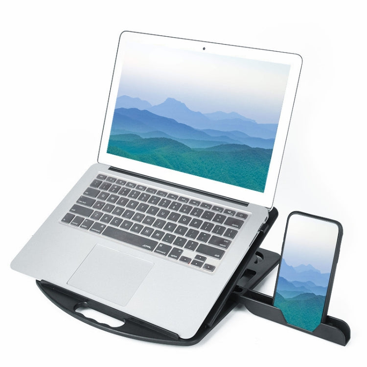 Laptop Holder with Enhanced Heat Dissipation and Mobile Phone Holder (Black)