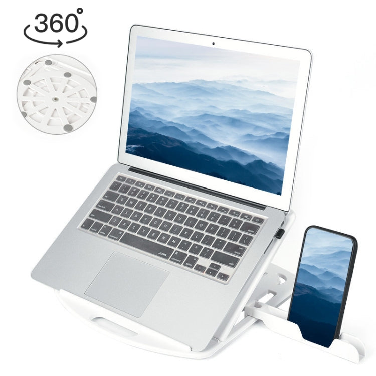Versatile Laptop Holder with Enhanced Heat Dissipation and Mobile Phone Holder (White)