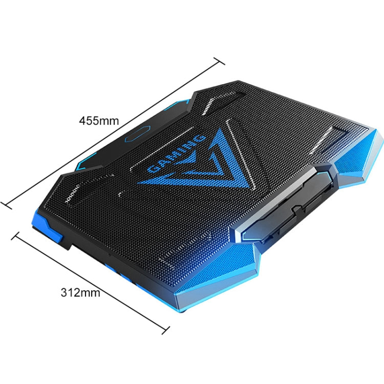 Five-Core Radiator Notebook Computer Holder with Dual USB Ports (Blue)