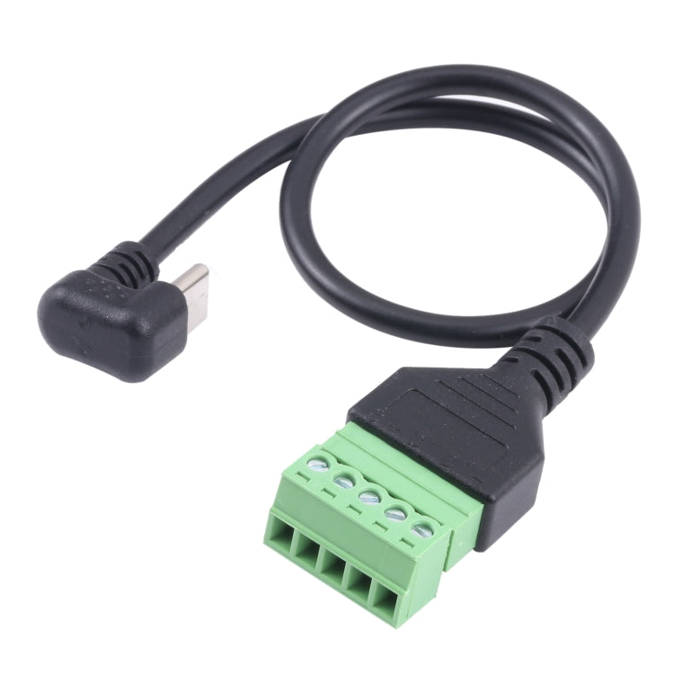 U-shaped Elbow USB-C to 5 Pin Green Pluggable Terminal Connector Cable with Solder-free Wiring