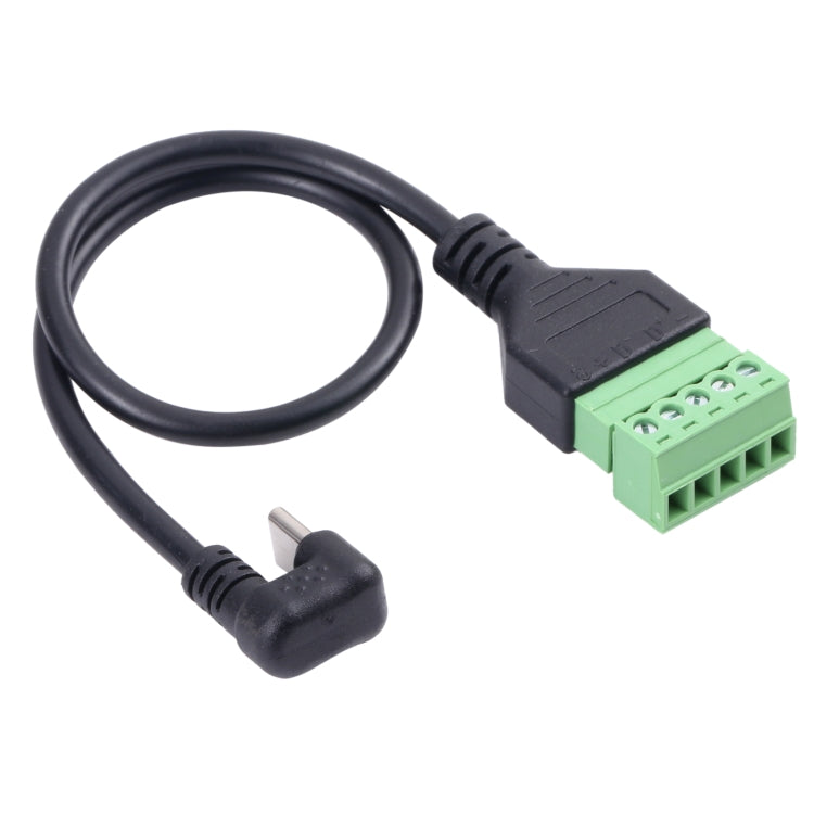U-shaped Elbow USB-C to 5 Pin Green Pluggable Terminal Connector Cable with Solder-free Wiring