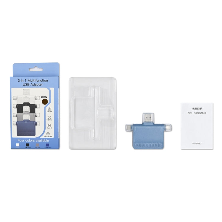 3-in-1 USB-C and 8PIN Multifunctional Docking Station (Blue)
