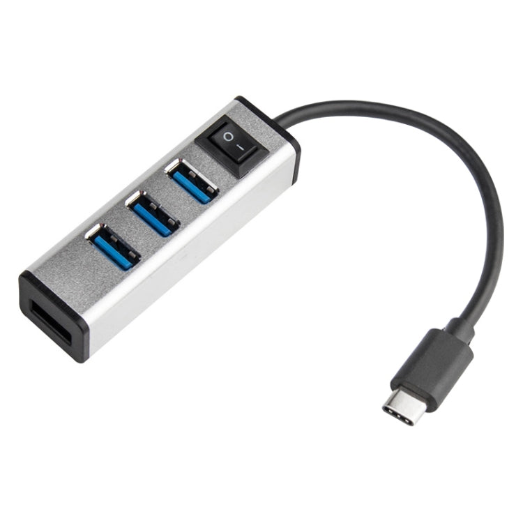 USB-C 4-Port Aluminum Alloy HUB with Switch - High-Speed Data Transmission