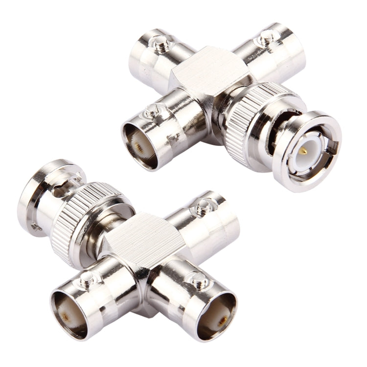 BNC Male to 3 x BNC Female Connector, Cross Type, Pack of 2