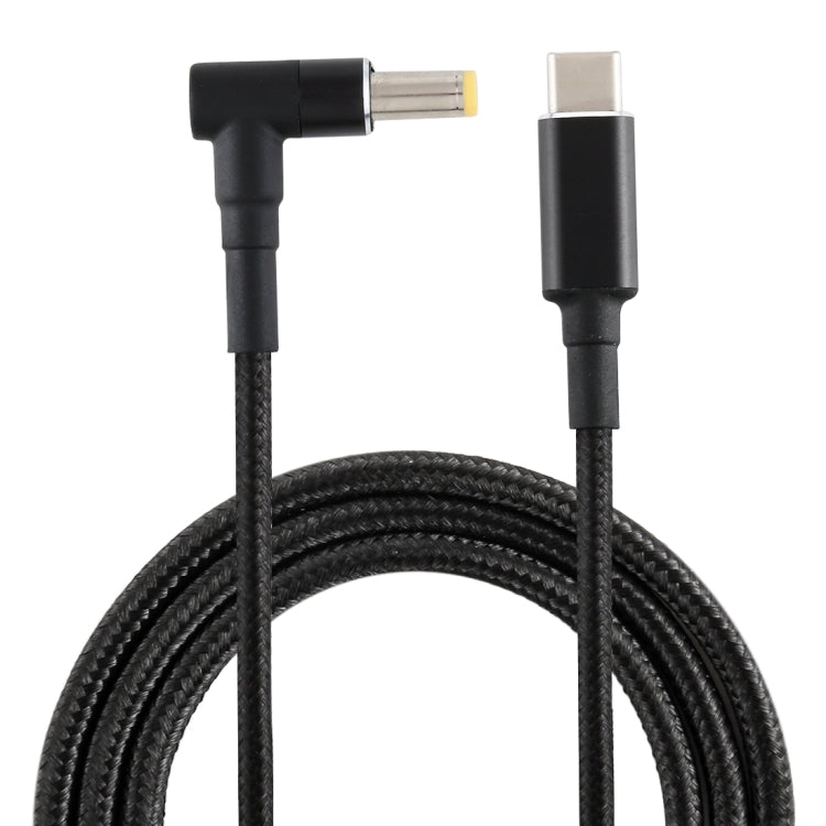 PD 100W 5.5 x 2.5mm Male Elbow to USB-C Nylon Weave Power Charge Cable, 1.7m Length