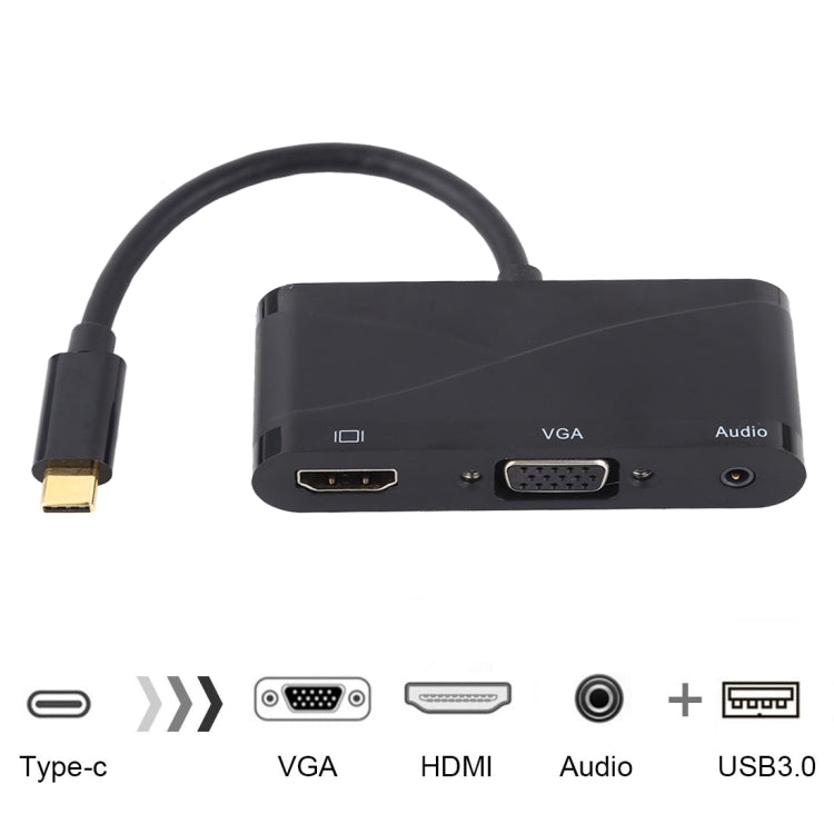 USB-C 5-Port Hub Adapter with Audio, VGA, and HDMI Connections