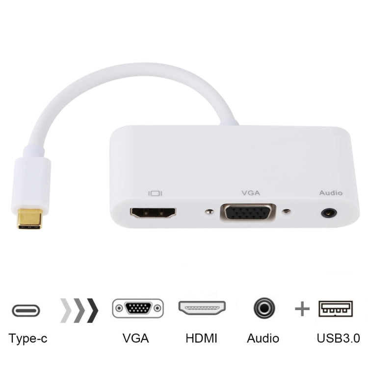 USB-C Multiport Adapter with Audio, VGA, and HDMI (White)