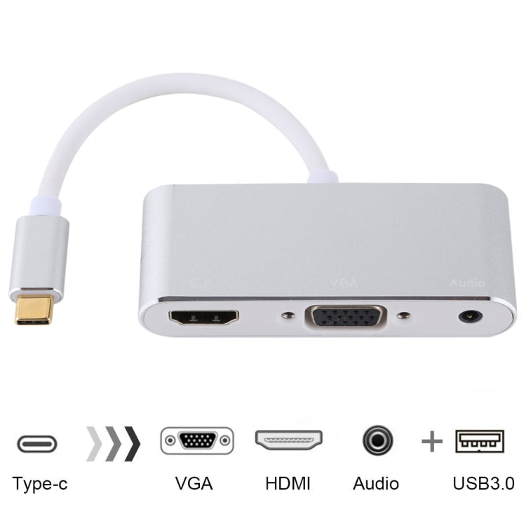 Multifunctional USB-C Hub Adapter with Audio, VGA, and HDMI Ports