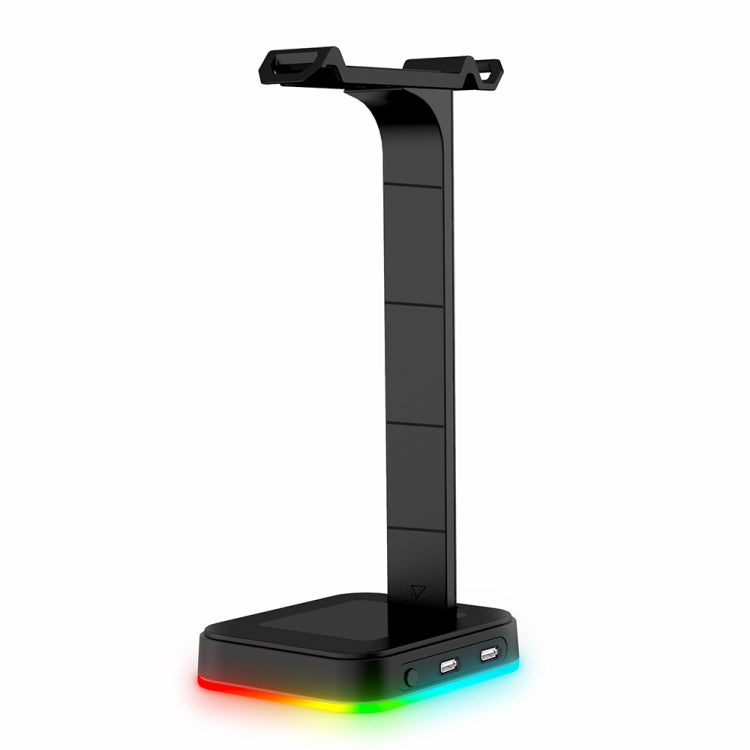 RGBD9 Colorful Glowing Gaming Headset Display Stand with Dual USB Interface (Black)