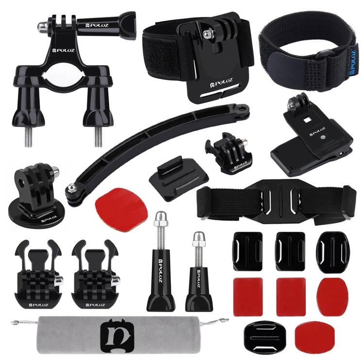 PULUZ 24 in 1 Bike Mount Action Camera Accessories Kit with Storage Bag