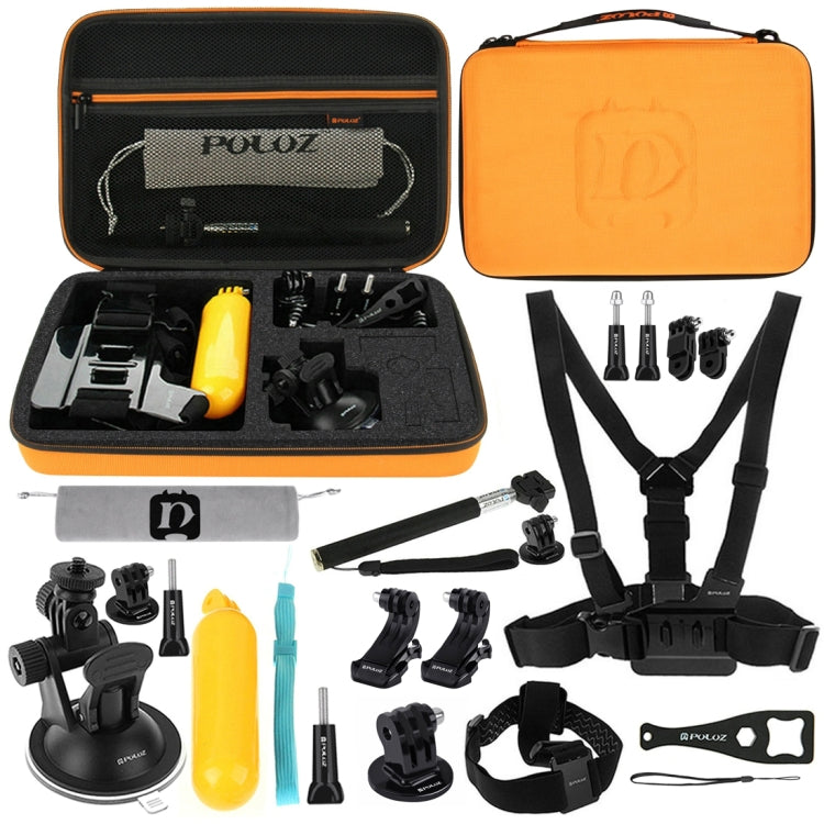 CapturePro 20-in-1 Action Camera Accessories Kit with Orange EVA Case