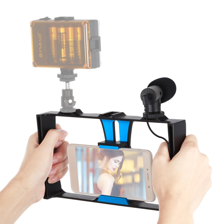 PULUZ 2 in 1 Live Broadcast Smartphone Video Rig with Microphone Kit in Blue for iPhone, Galaxy, Huawei, Xiaomi, HTC, LG, Google, and Other Smartphones