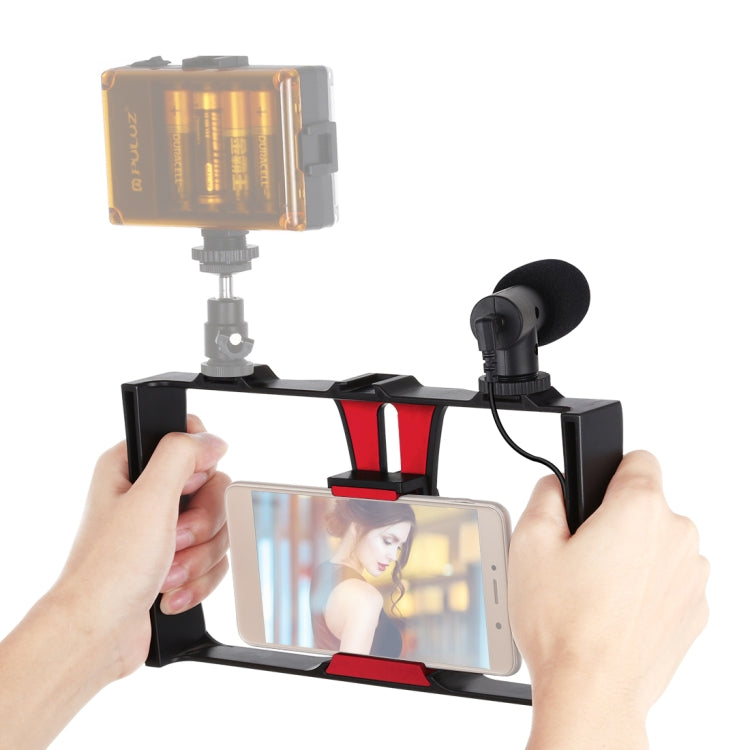 PULUZ 2 in 1 Red Smartphone Video Rig with Microphone Kit for iPhone and Other Smartphones