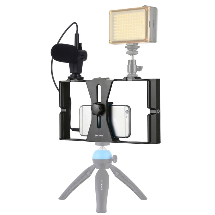 PULUZ 2 in 1 Live Broadcast Smartphone Video Rig + Microphone Kits for Professional Video Recording (Blue) [US Warehouse]