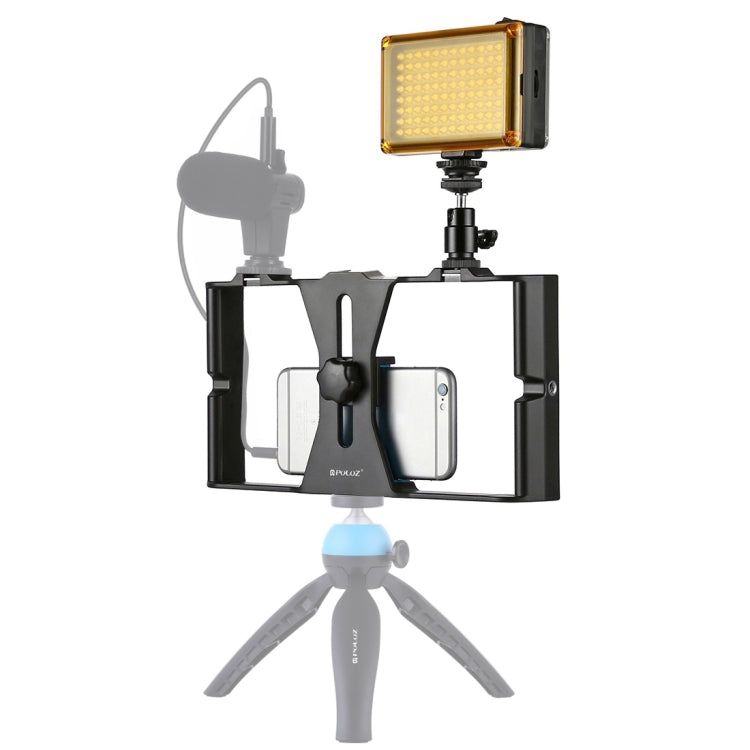 PULUZ 2 in 1 Vlogging Live Broadcast LED Selfie Light Smartphone Video Rig Kit with Cold Shoe Tripod Head (Blue) [US Warehouse]