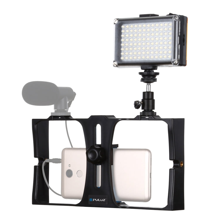 PULUZ 2-in-1 Vlogging and Live Broadcast LED Selfie Light Smartphone Video Rig Kit with Cold Shoe Tripod Head (Blue)