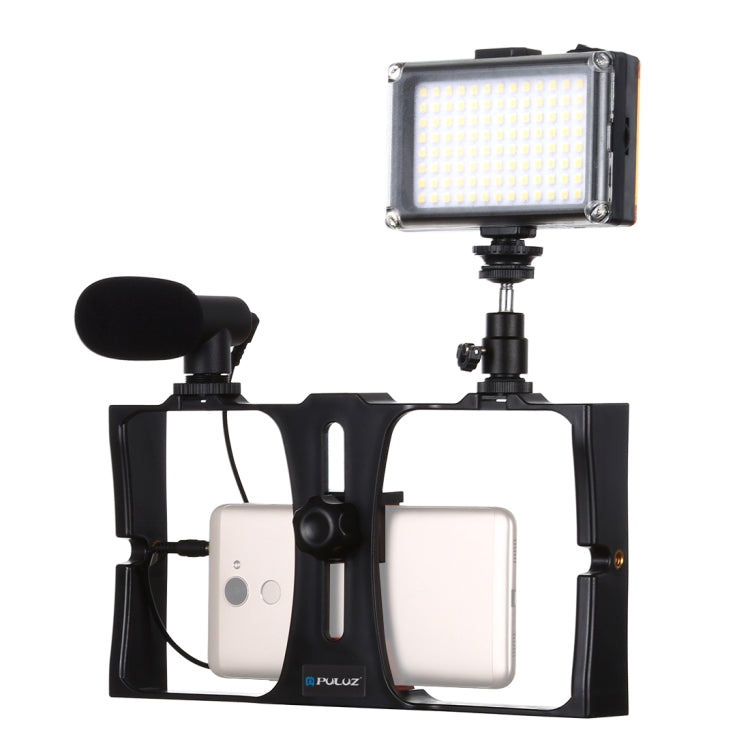 PULUZ 3 in 1 Vlogging Kit with LED Selfie Light and Microphone for Smartphones (Red)
