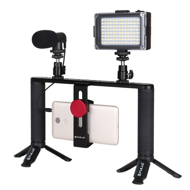 PULUZ 4 in 1 Vlogging Live Broadcast Kit with LED Selfie Light and Smartphone Stabilizer