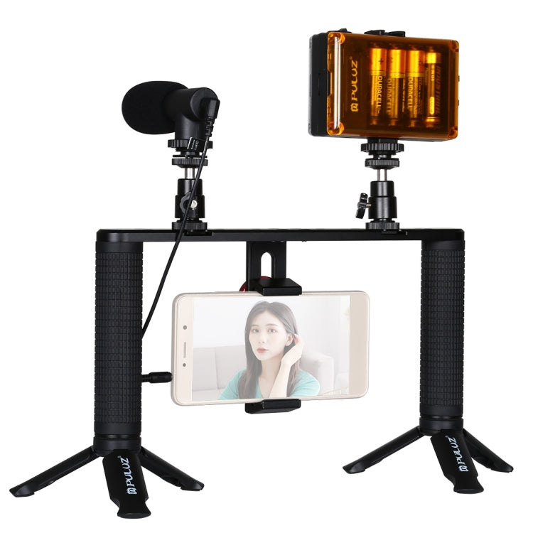 PULUZ 4 in 1 Vlogging Live Broadcast Kit with LED Selfie Light and Smartphone Stabilizer