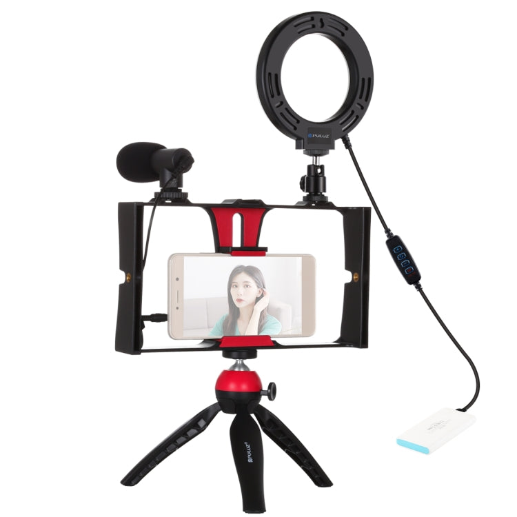 PULUZ 4 in 1 Smartphone Vlogging Kit with Ring LED Light, Microphone, and Tripod
