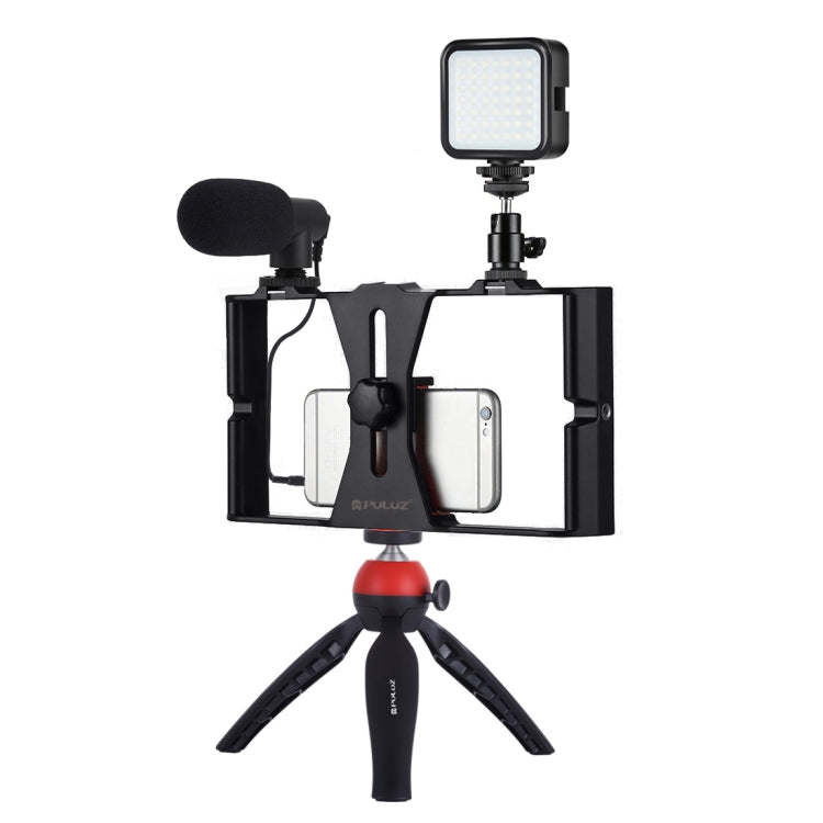 PULUZ 4 in 1 Vlogging Kit with LED Fill Light, Microphone, and Tripod for Smartphones (Red)